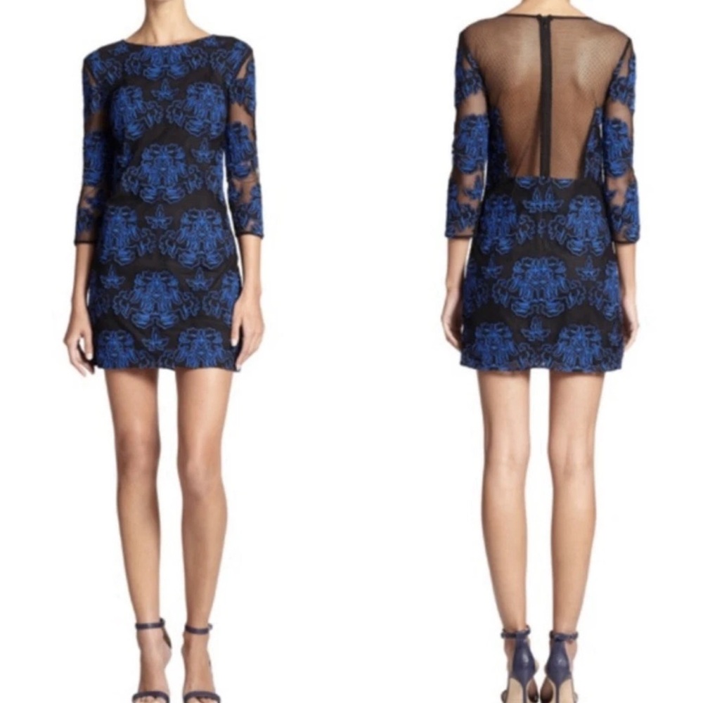 Sachin + Babi Black Dress with Blue Lace Overlay 0